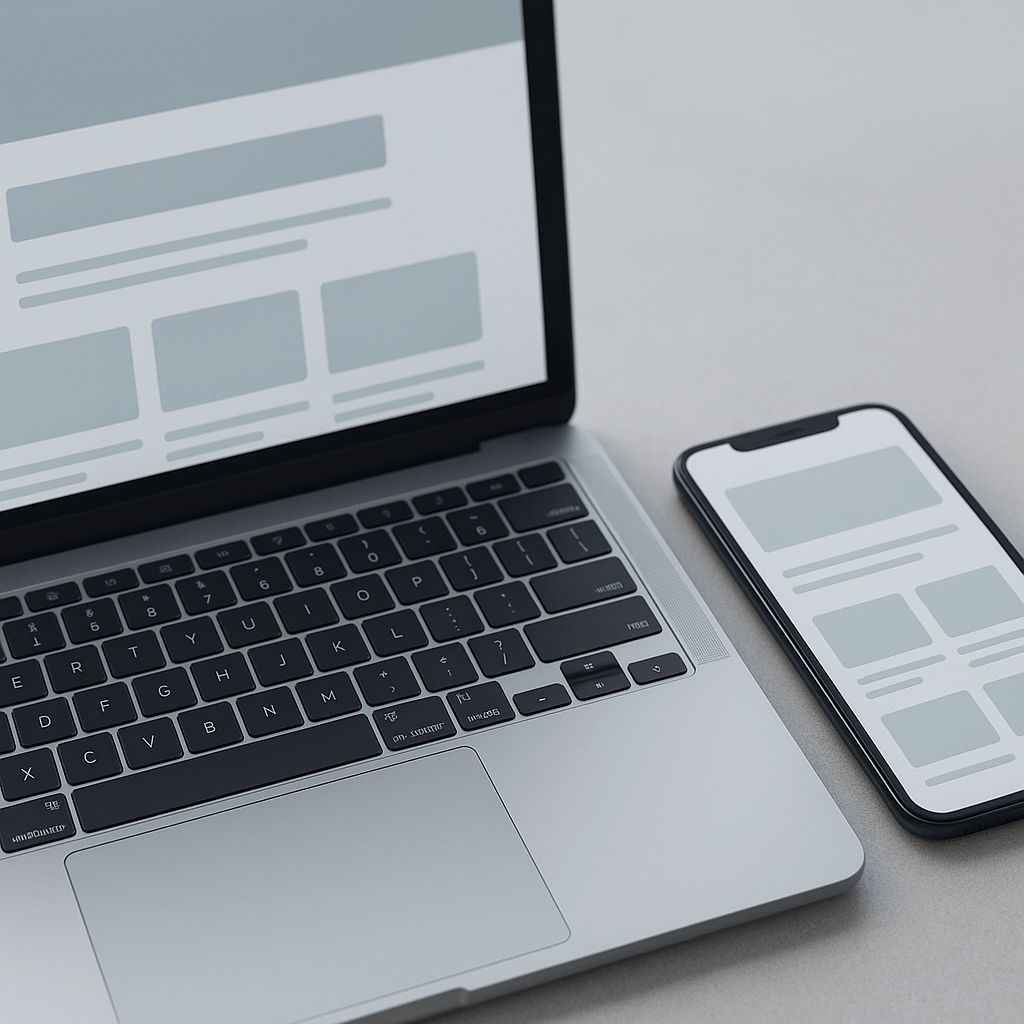 Responsive Website-Mockup auf Laptop und Smartphone